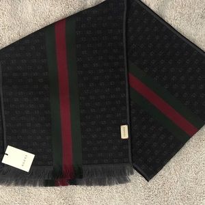 Gucci GG Jacquard Knitted Scarf with Web